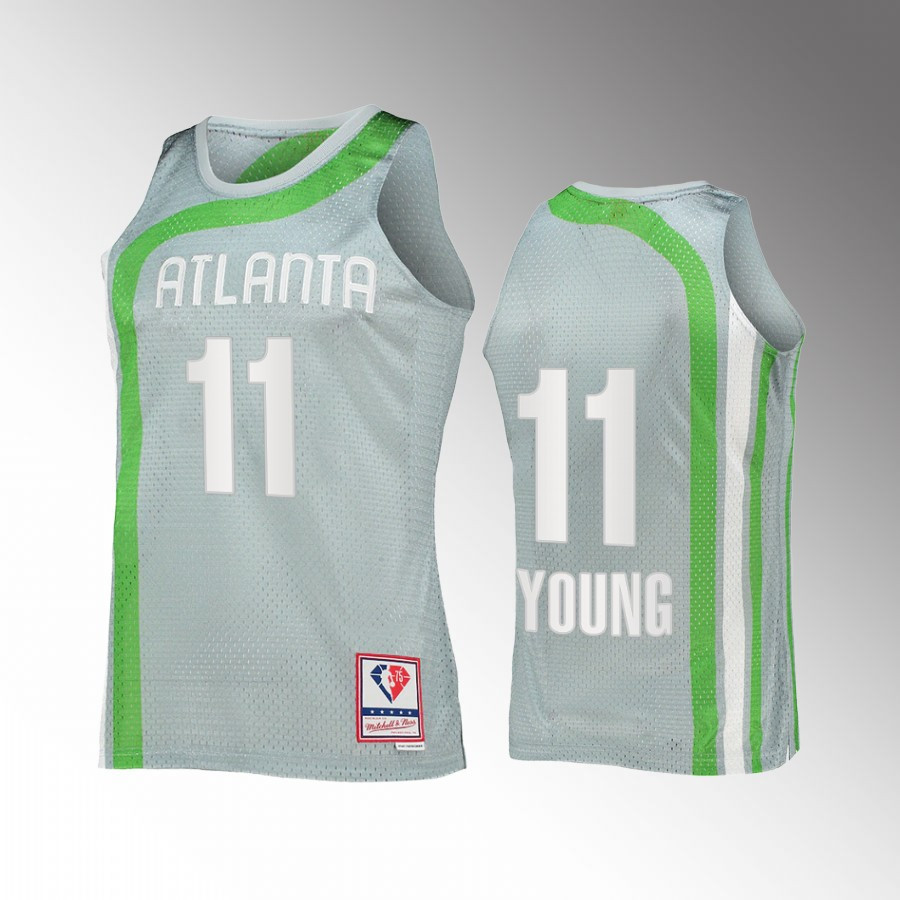 Atlanta Hawks Trae Young 11 Hardwood Classics Sliver NBA 75th Basketball Jersey - JS493 