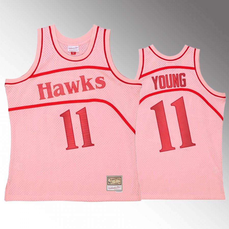 Atlanta Hawks Trae Young 11 Pink Space Knit Men Basketball Jersey Hardwood Classics - JS269 