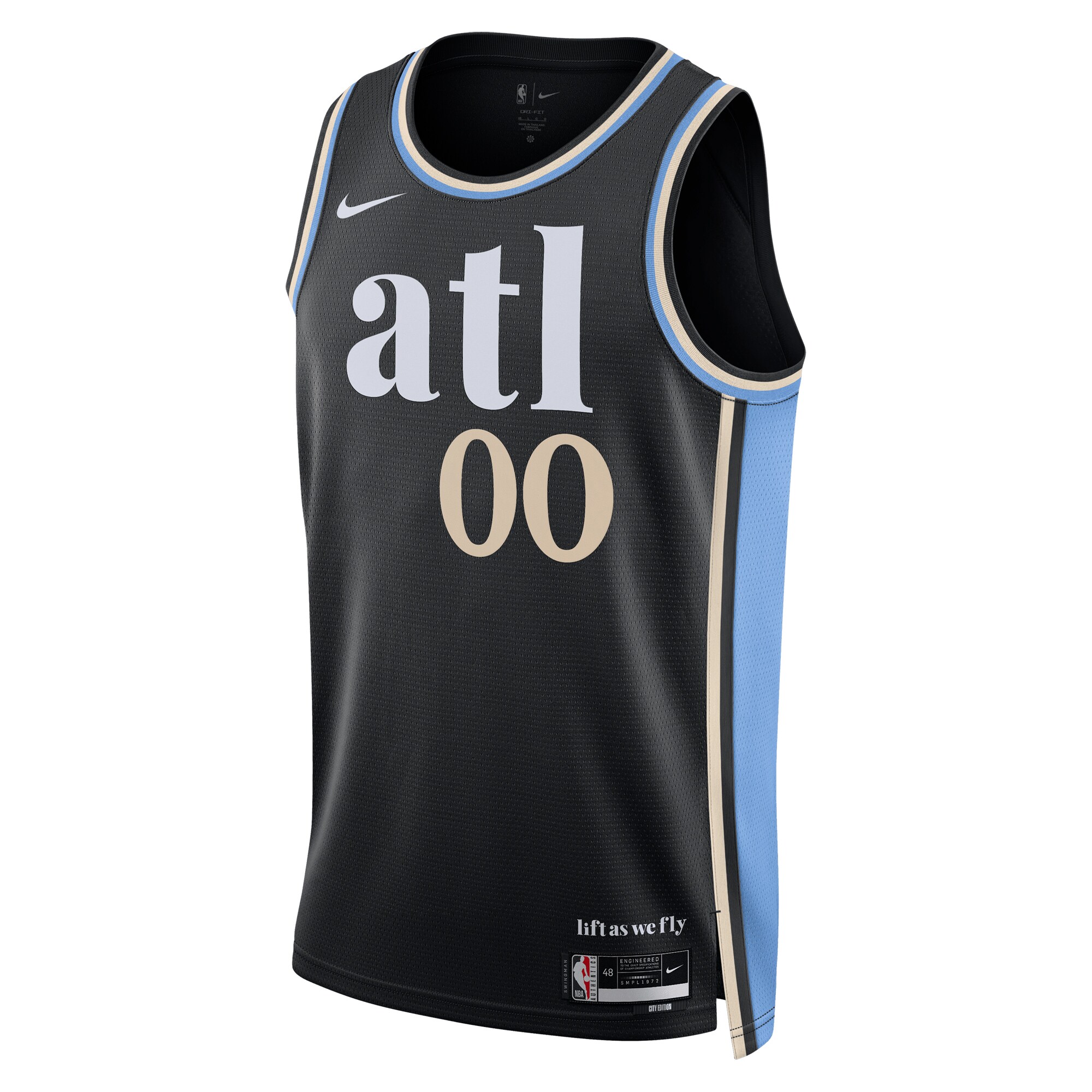 Alternative view of Atlanta Hawks Unisex 2023/24 Custom Swingman Basketball Jersey - Black - City Edition