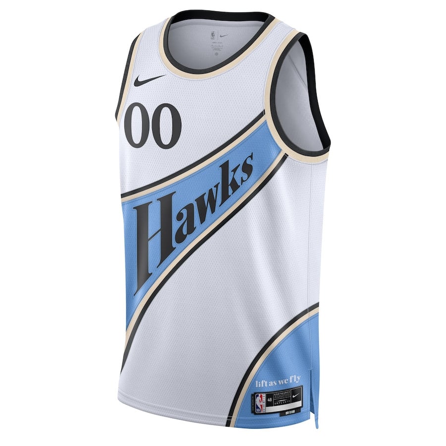 Alternative view of Atlanta Hawks Unisex 2024/25 Custom Swingman Basketball Jersey - City Edition - White - JS276 