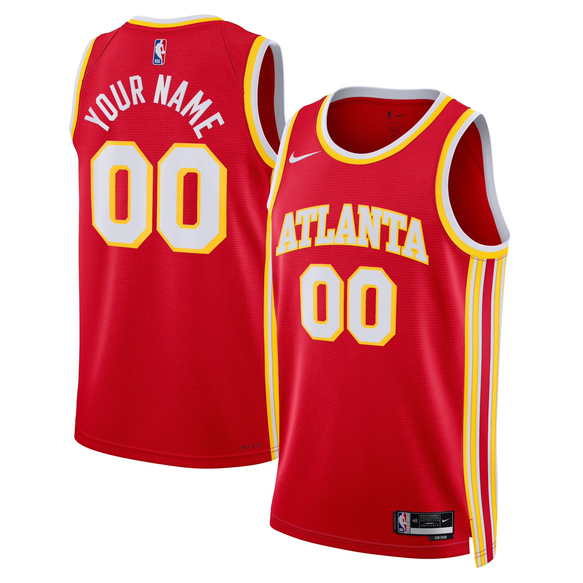 Atlanta Hawks Unisex Swingman Custom Basketball Jersey Red - Icon Edition