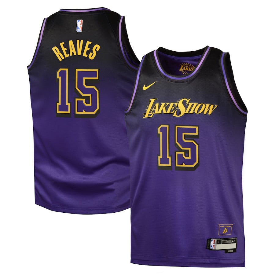 Austin Reaves 15 Los Angeles Lakers 2024/25 Swingman Player YOUTH Basketball Jersey - City Edition - Purple - JS795 
