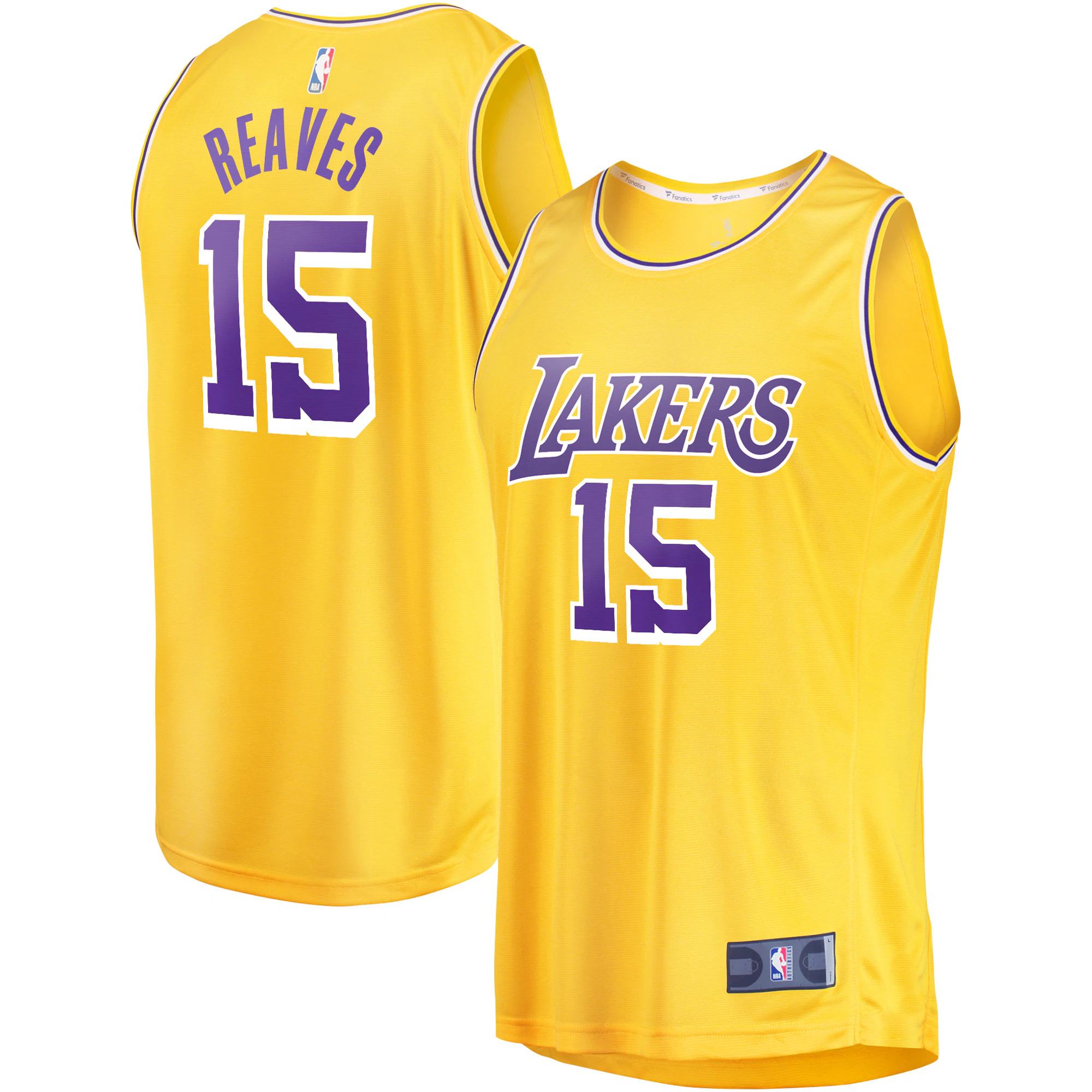 Alternative view of Austin Reaves Los Angeles Lakers Fanatics Branded Youth Fast Break Player Basketball Jersey - Icon Edition - Gold