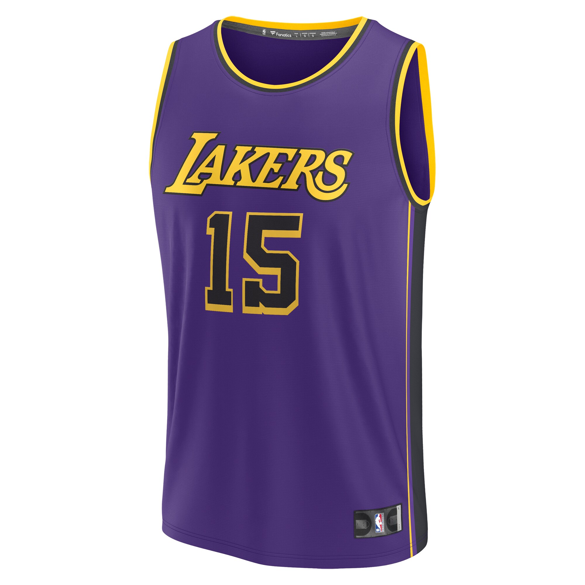 Alternative view of Austin Reaves Los Angeles Lakers Fanatics Youth Fast Break Replica Player Basketball Jersey - Statement Edition - Purple