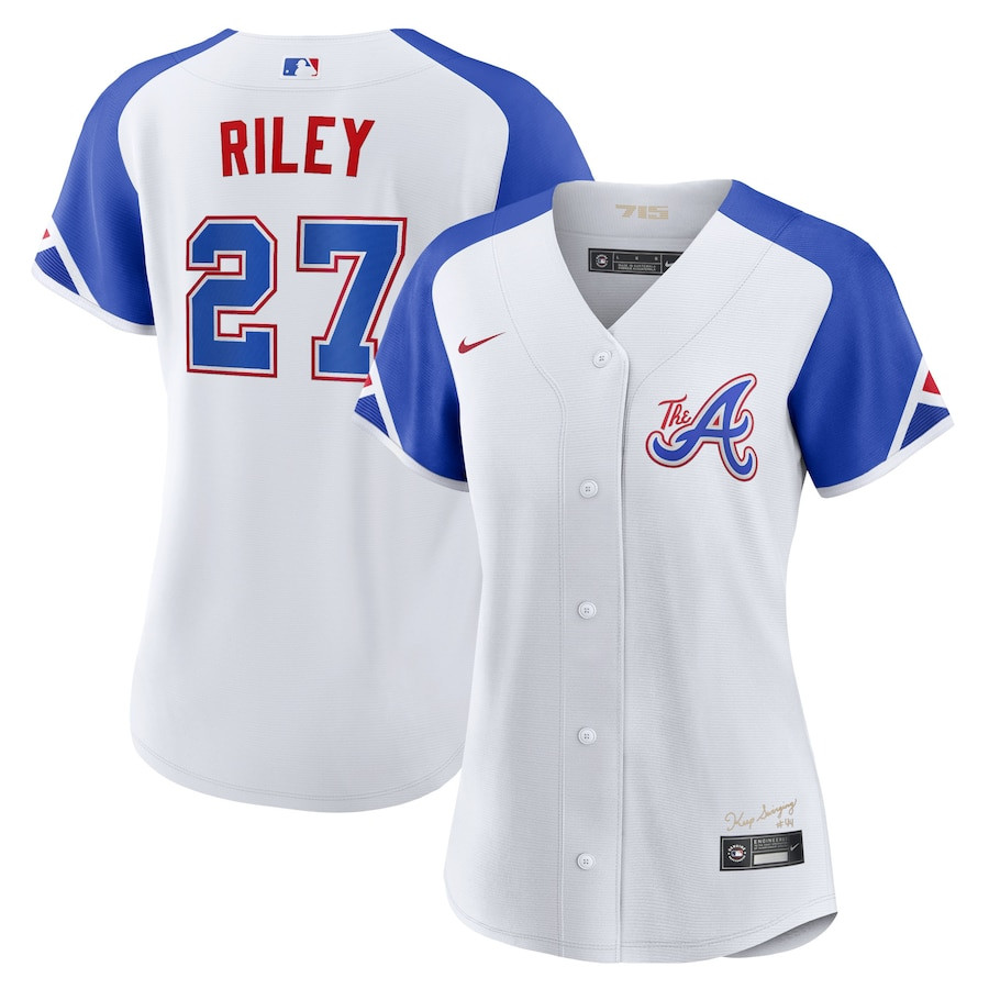 Austin Riley 27 Atlanta Braves 2023 City Connect Women Baseball Jersey - White - JS613