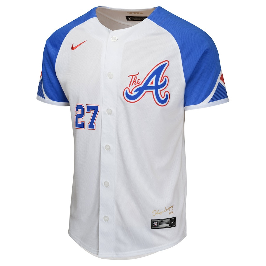 Alternative view of Austin Riley 27 Atlanta Braves City Connect Limited YOUTH Baseball Jersey - White - JS147