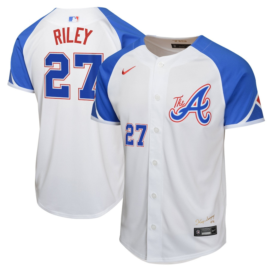 Austin Riley 27 Atlanta Braves City Connect Limited YOUTH Baseball Jersey - White - JS147