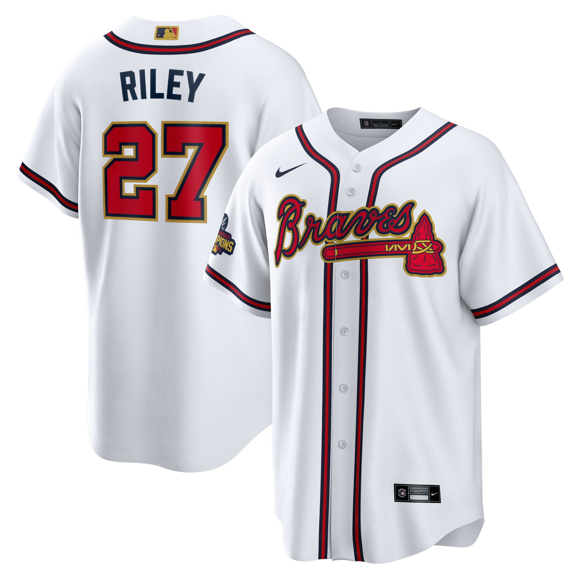 Austin Riley Atlanta Braves 2022 Gold Program Replica Player Baseball Jersey - White