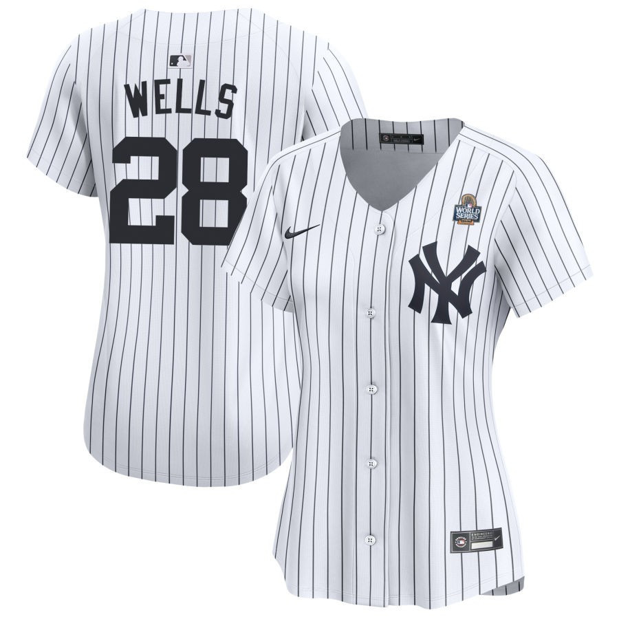 Austin Wells 28 New York Yankees Women's 2024 World Series Home Limited Baseball Jersey - White 