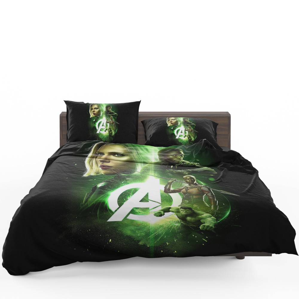 Alternative view of Avengers Infinity War Black Widow Black Panther Hulk Okoye Comforter Set - Custom Bedding Set