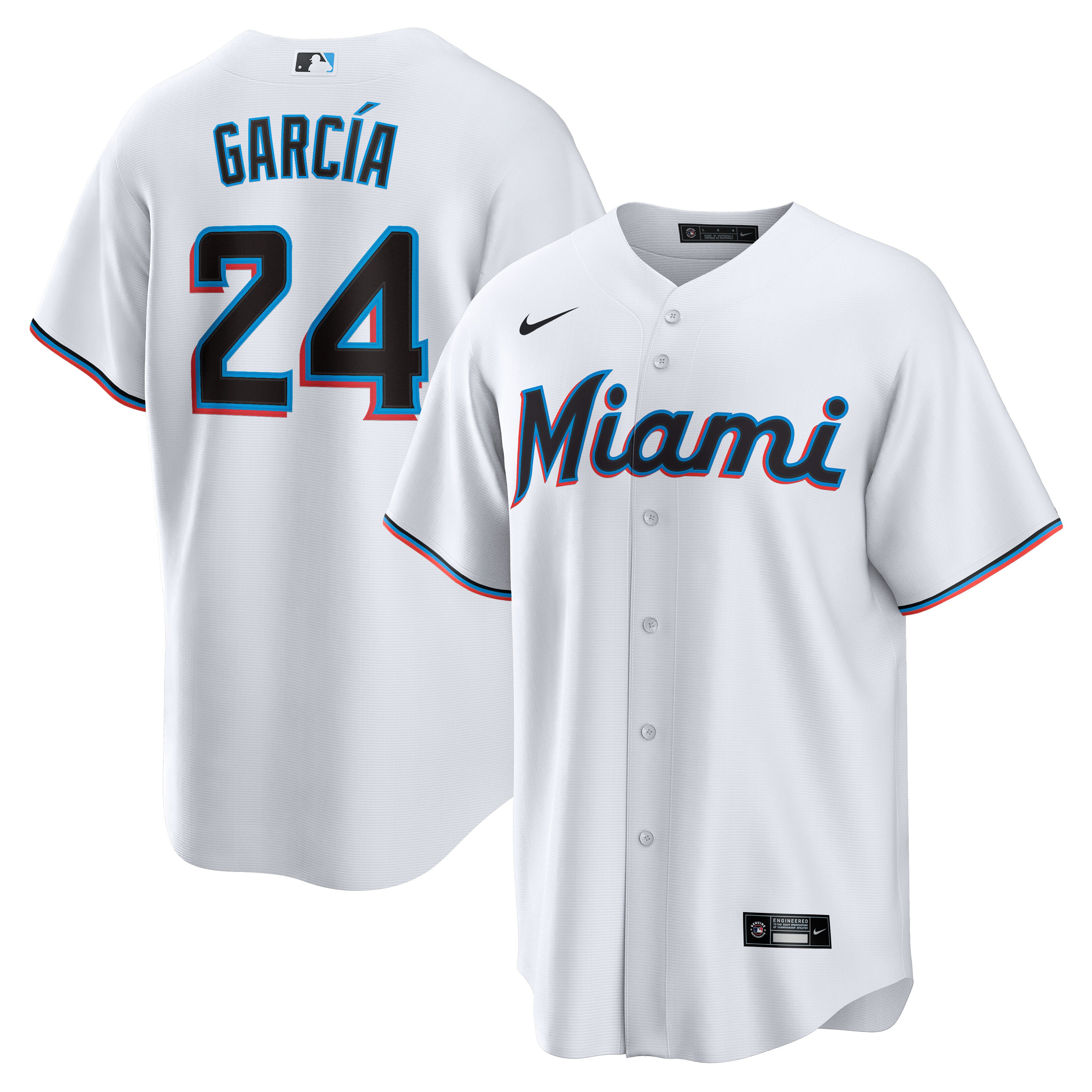 Alternative view of Avisaa Miami Marlins Home Replica Player Baseball Jersey – White