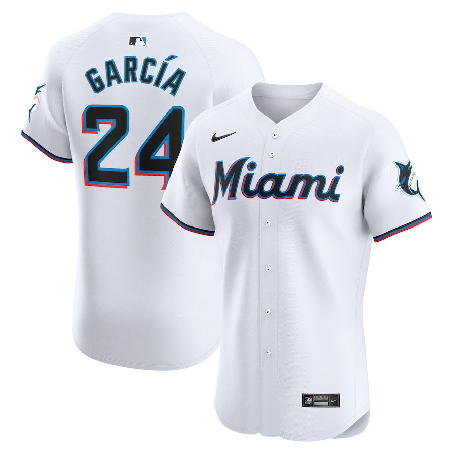 Avisail Garcia 24 Miami Marlins Home Elite Player Men Baseball Jersey - White 