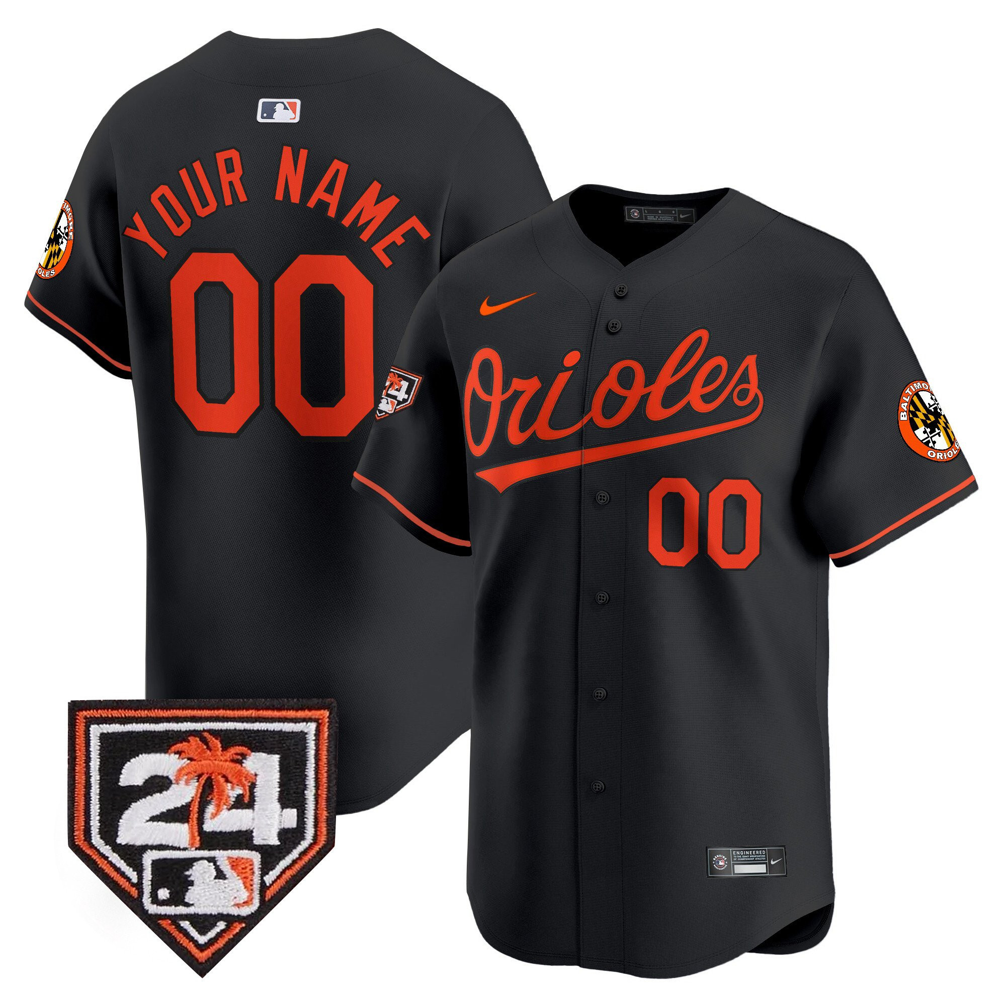 Baltimore Orioles 2024 Spring Training Patch Custom Men Baseball Jersey - Black