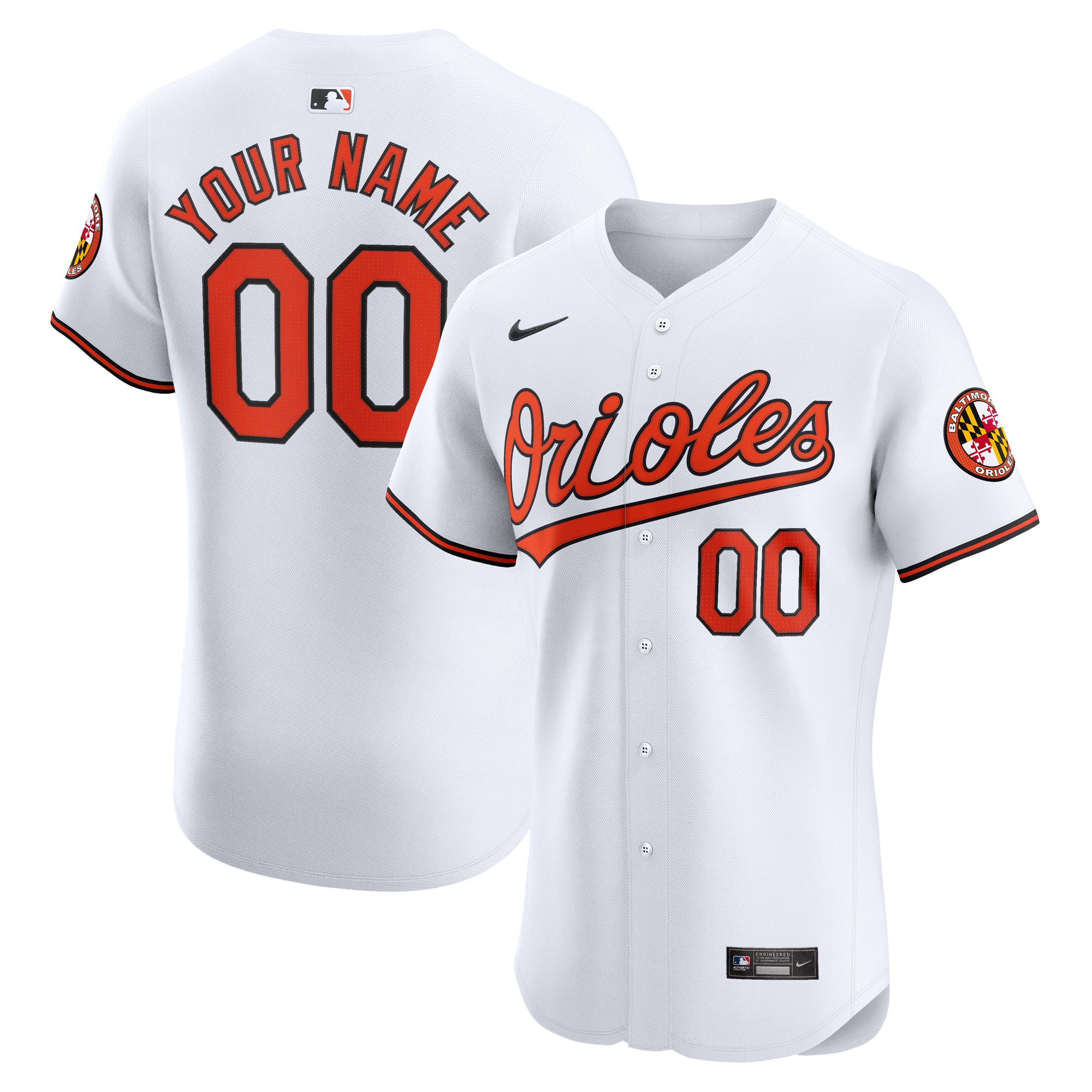 Baltimore Orioles Home Elite Custom Baseball Jersey - White