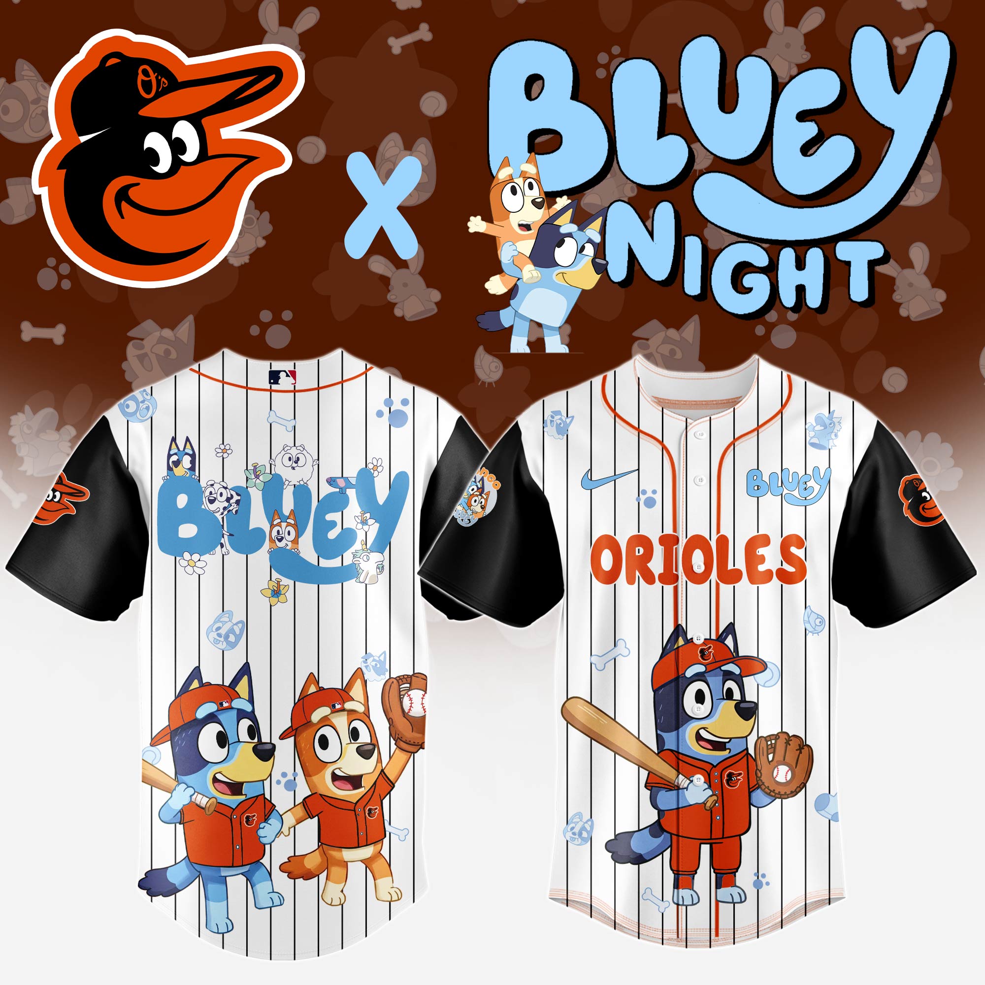 Baltimore Orioles Mlb X Bluey And Bingo Special Edition Jersey 2025