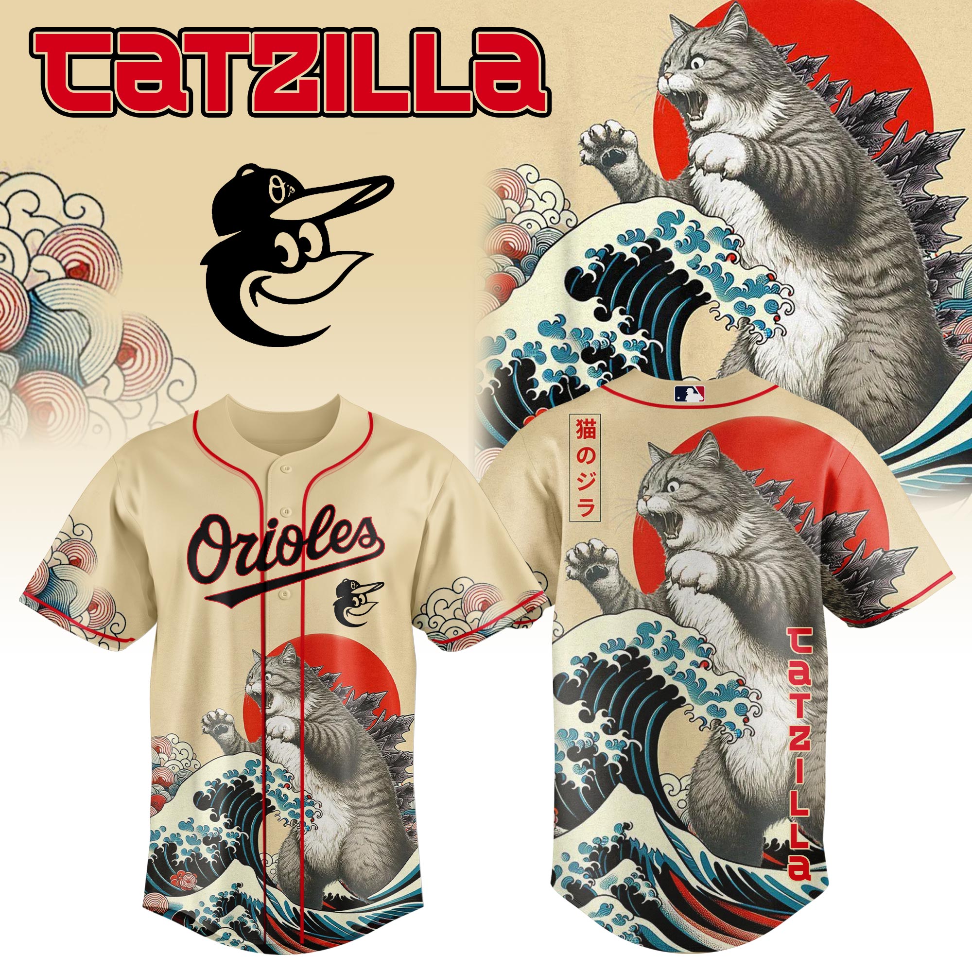Baltimore Orioles Mlb X Catzilla Style Japans Baseball Jersey