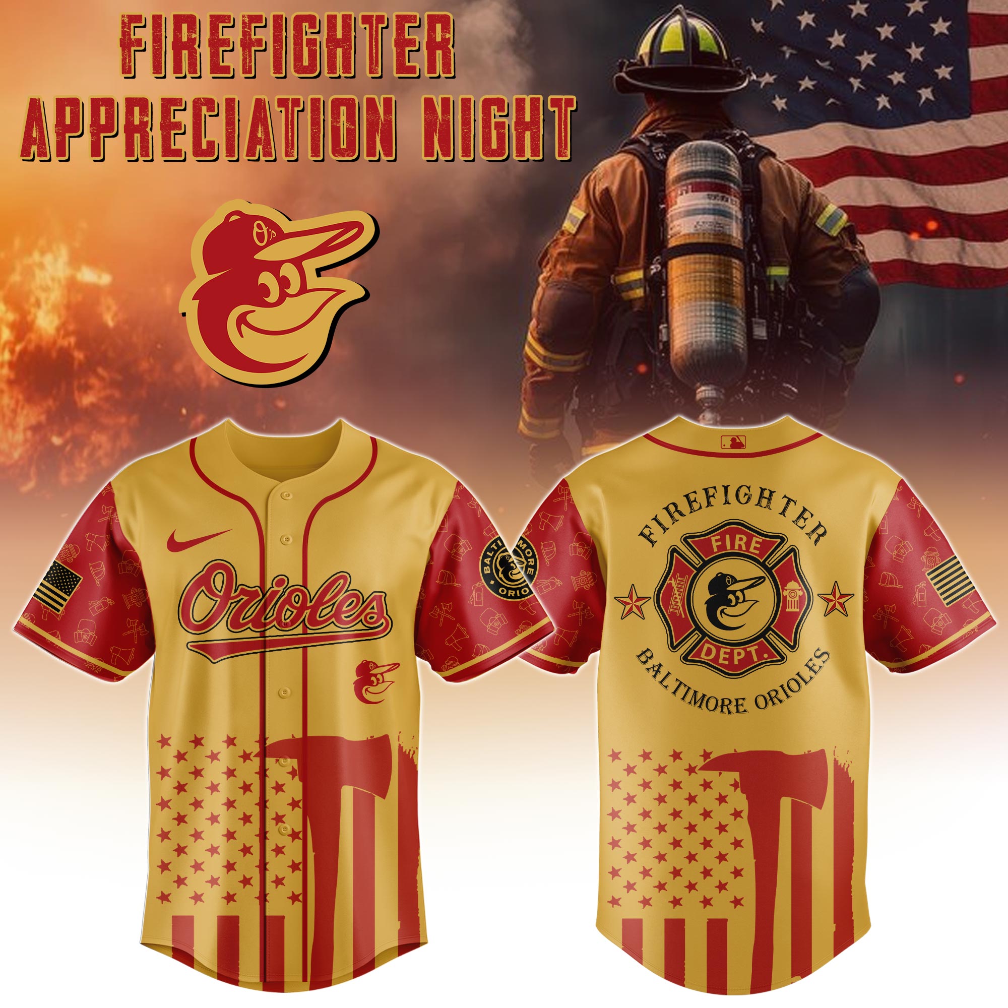 Baltimore Orioles Mlb X Firefighter Appreciation Night Special Edition Jersey 2025