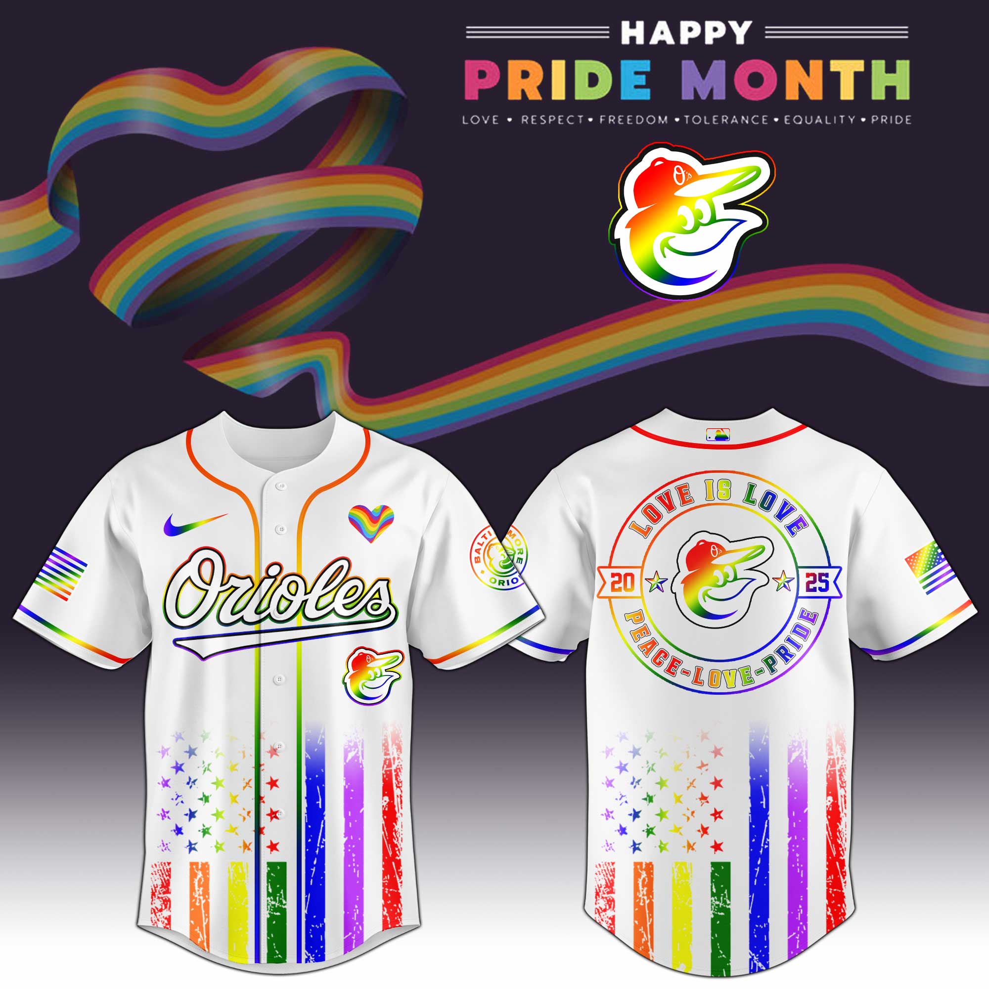 Baltimore Orioles Mlb X Happy Pride Month Limited Edition Jersey 2025