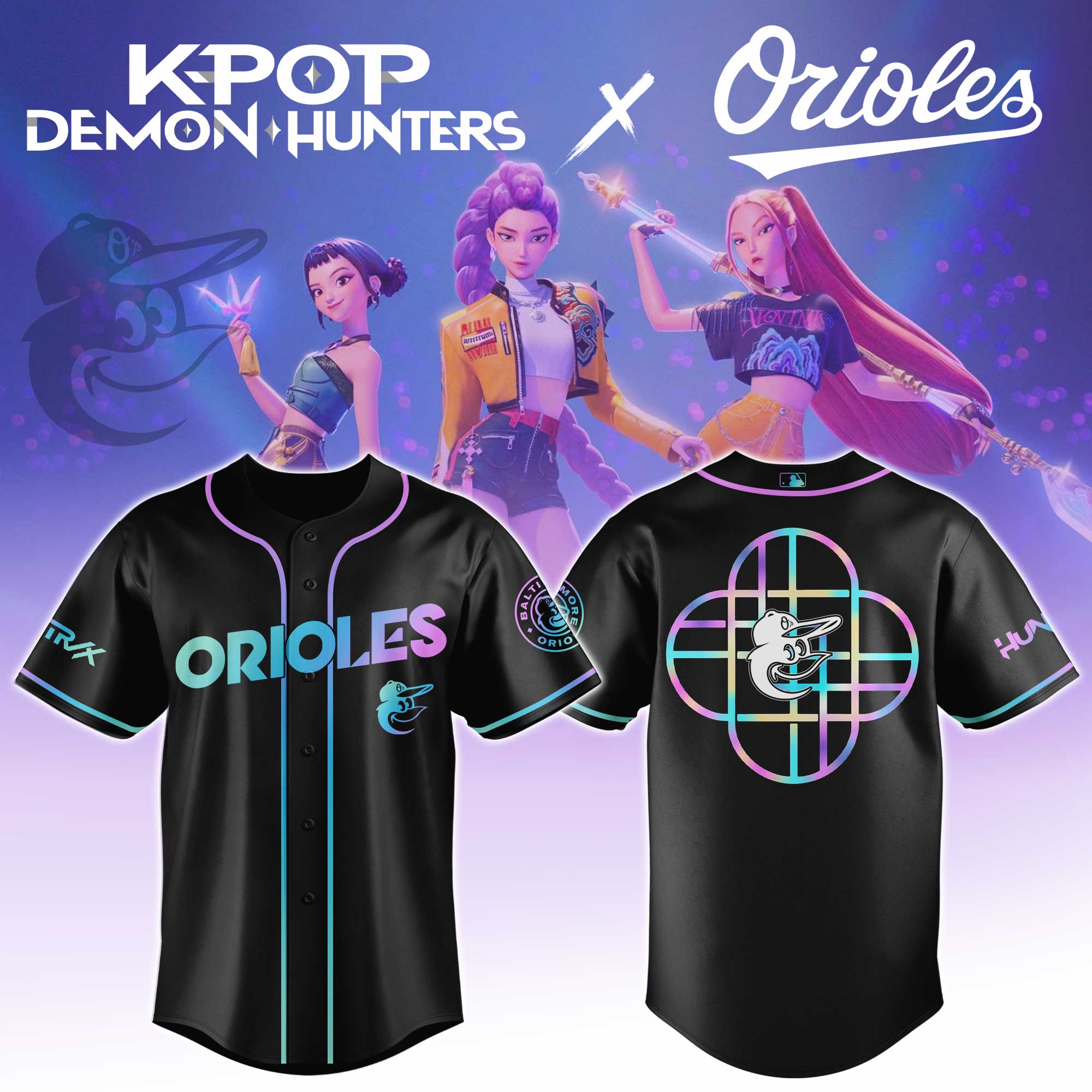 Baltimore Orioles Mlb X Kpop Demon Hunters Huntrx Baseball Jersey