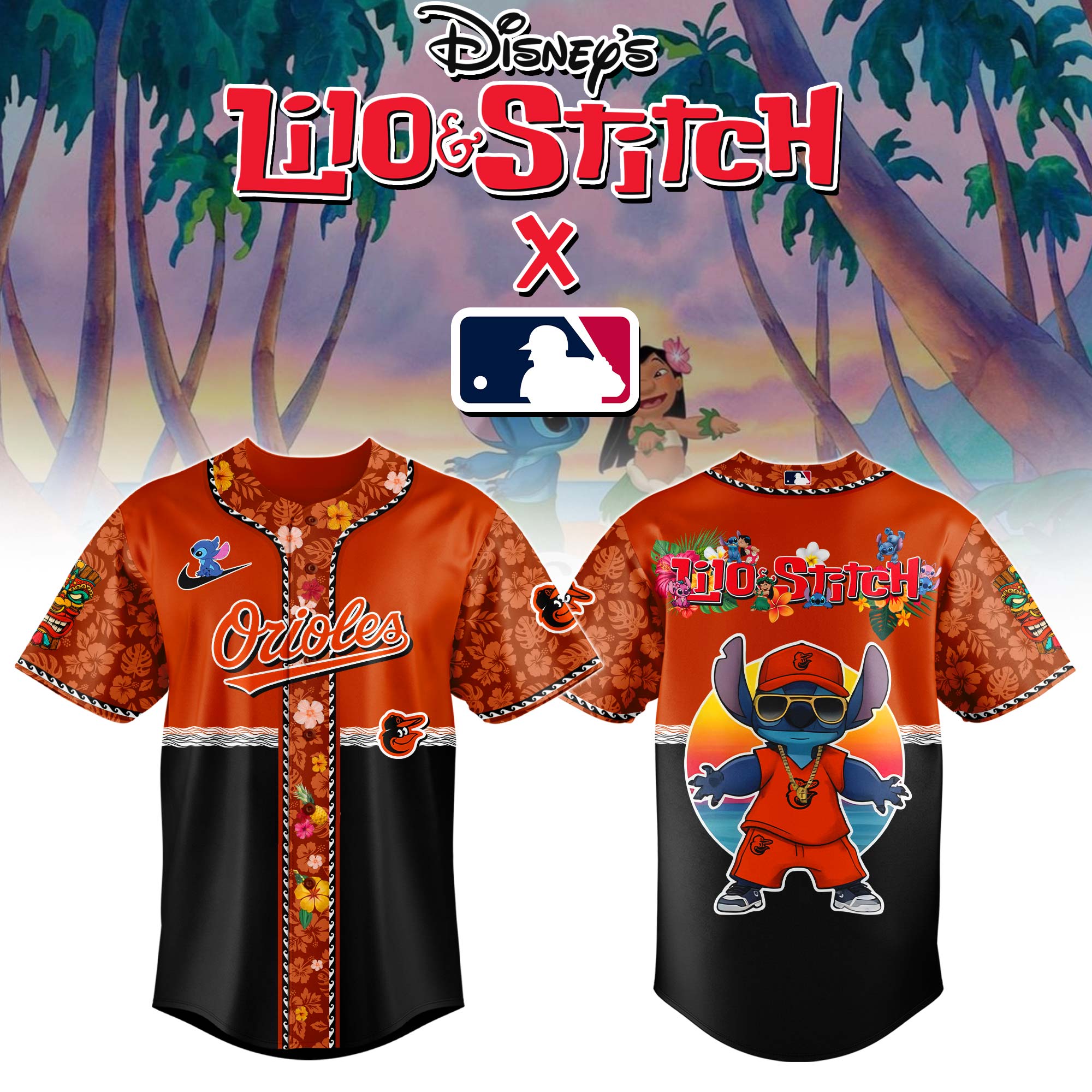 Baltimore Orioles Mlb X Lilo & Stitch Jersey
