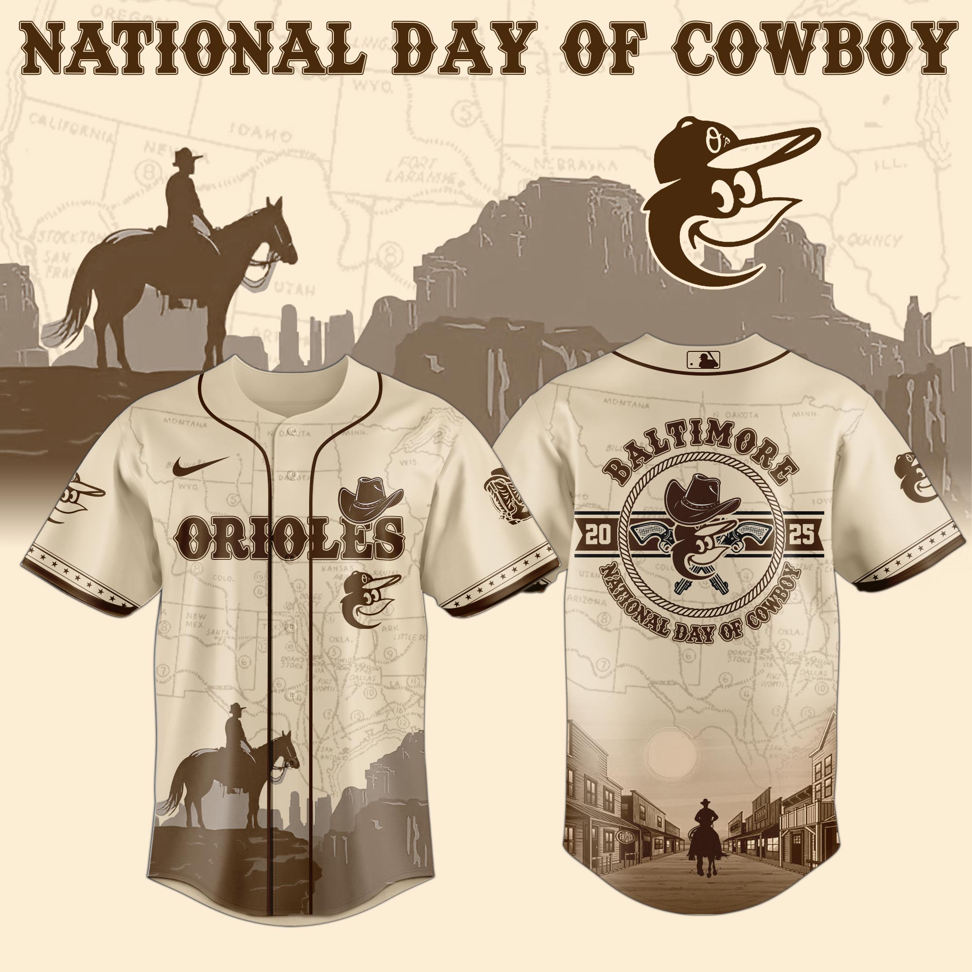Baltimore Orioles Mlb X National Day Of Cowboy Baseball Jersey
