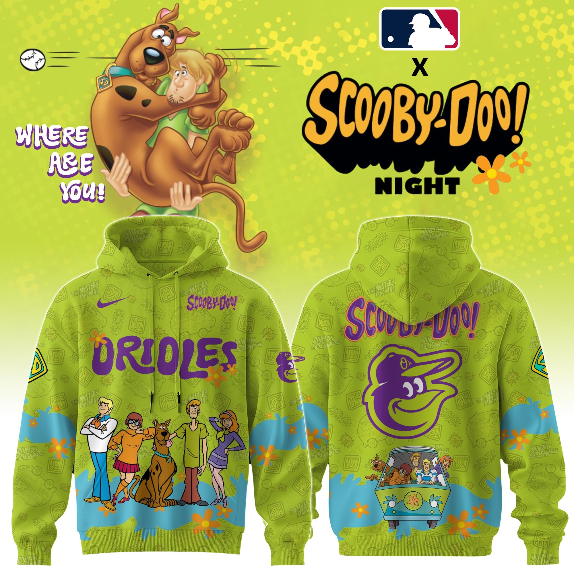 Baltimore Orioles Mlb X Scooby Doo Custom Hoodie Editions Limited