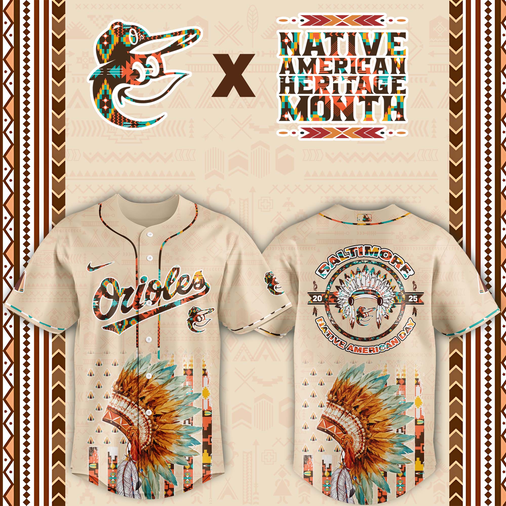 Baltimore Orioles Native American Heritage Month Baseball Jersey