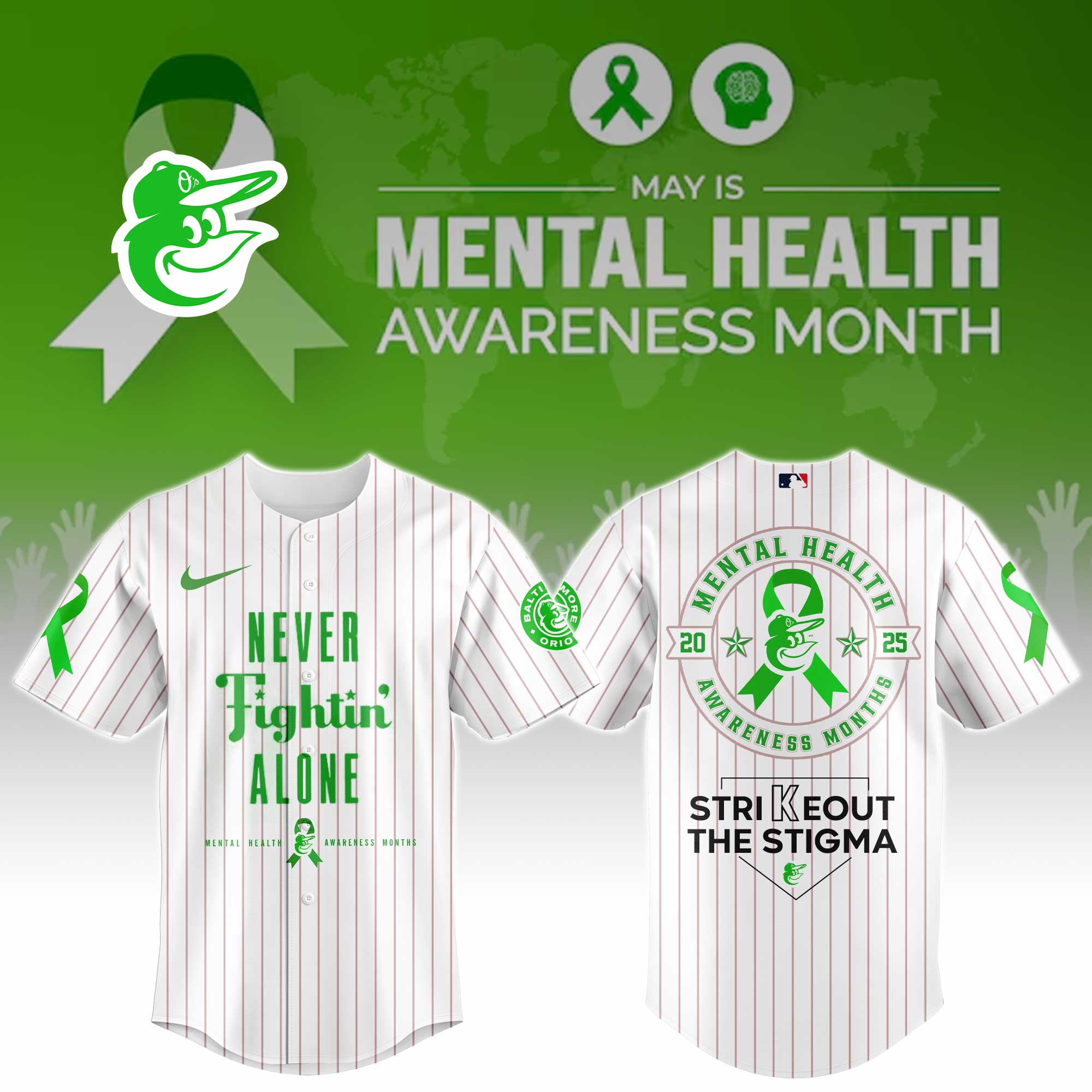 Baltimore Orioles Special Mental Health Awareness Week Limited Edition Jersey