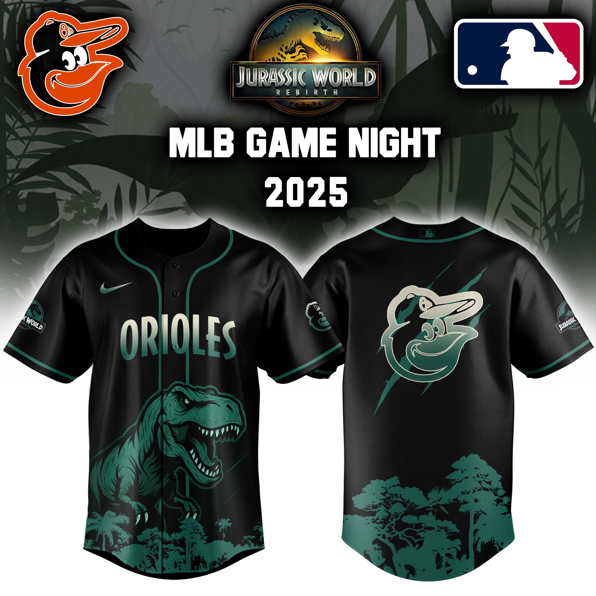 Baltimore Orioles X Mlb Jurassic World Baseball Jersey