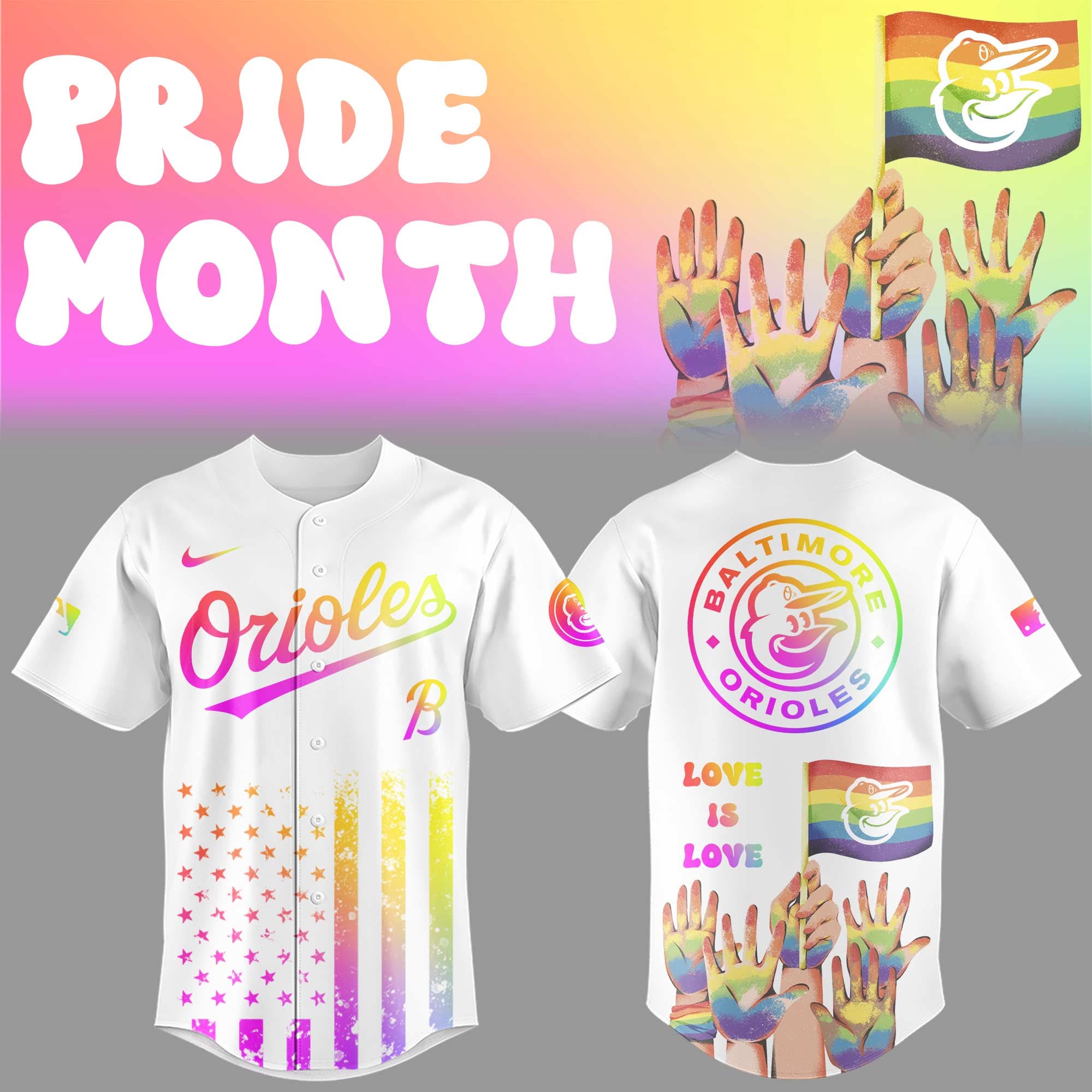 Baltimore Orioles X Pride Month Baseball Jersey