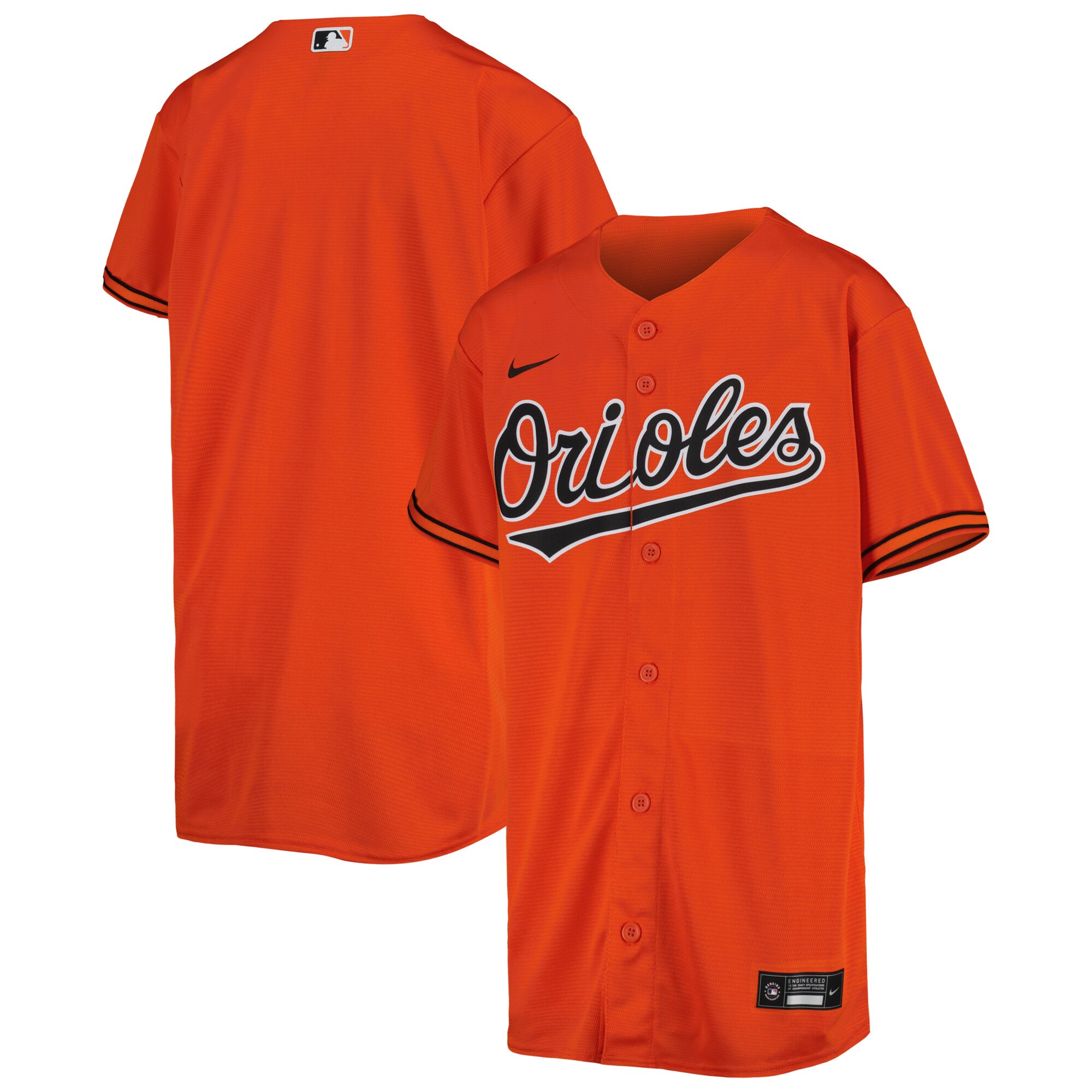 Alternative view of Baltimore Orioles Youth Alternate Replica Team Baseball Jersey - Orange
