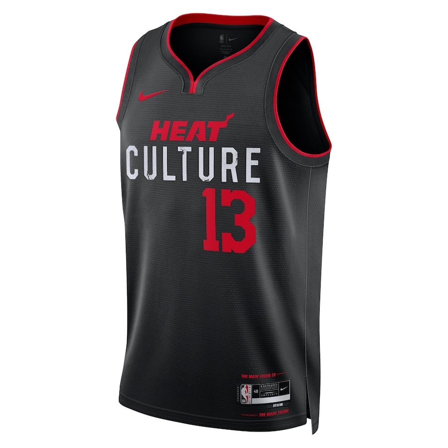 Alternative view of Bam Adebayo 13 Miami Heat 2023/24 City Edition Swingman Basketball Jersey - Black - JS725 