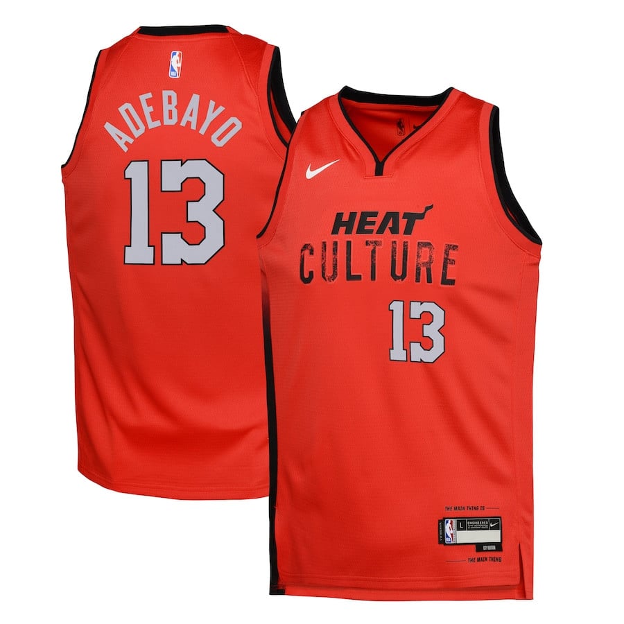 Bam Adebayo 13 Miami Heat 2024/25 Swingman Player YOUTH Basketball Jersey - City Edition - Red - JS835 