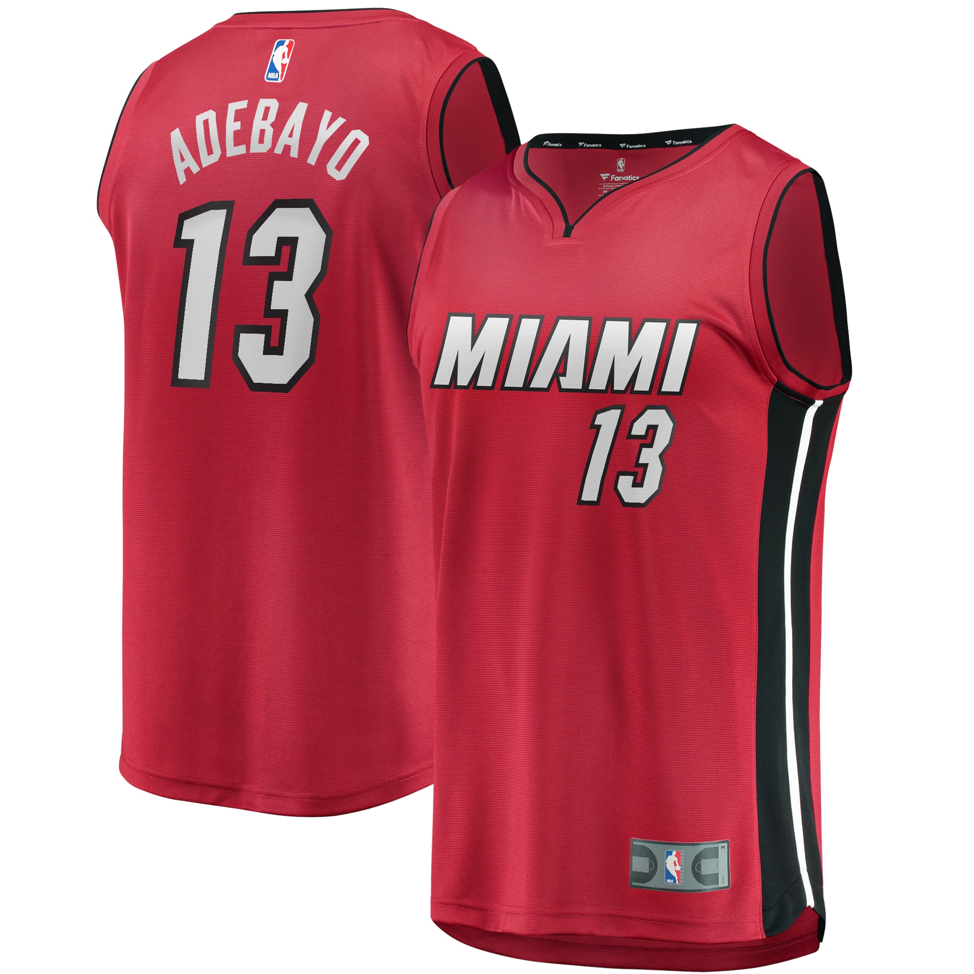 Alternative view of Bam Adebayo Miami Heat Fanatics Branded Fast Break Replica Player Basketball Jersey - Statement Edition - Red