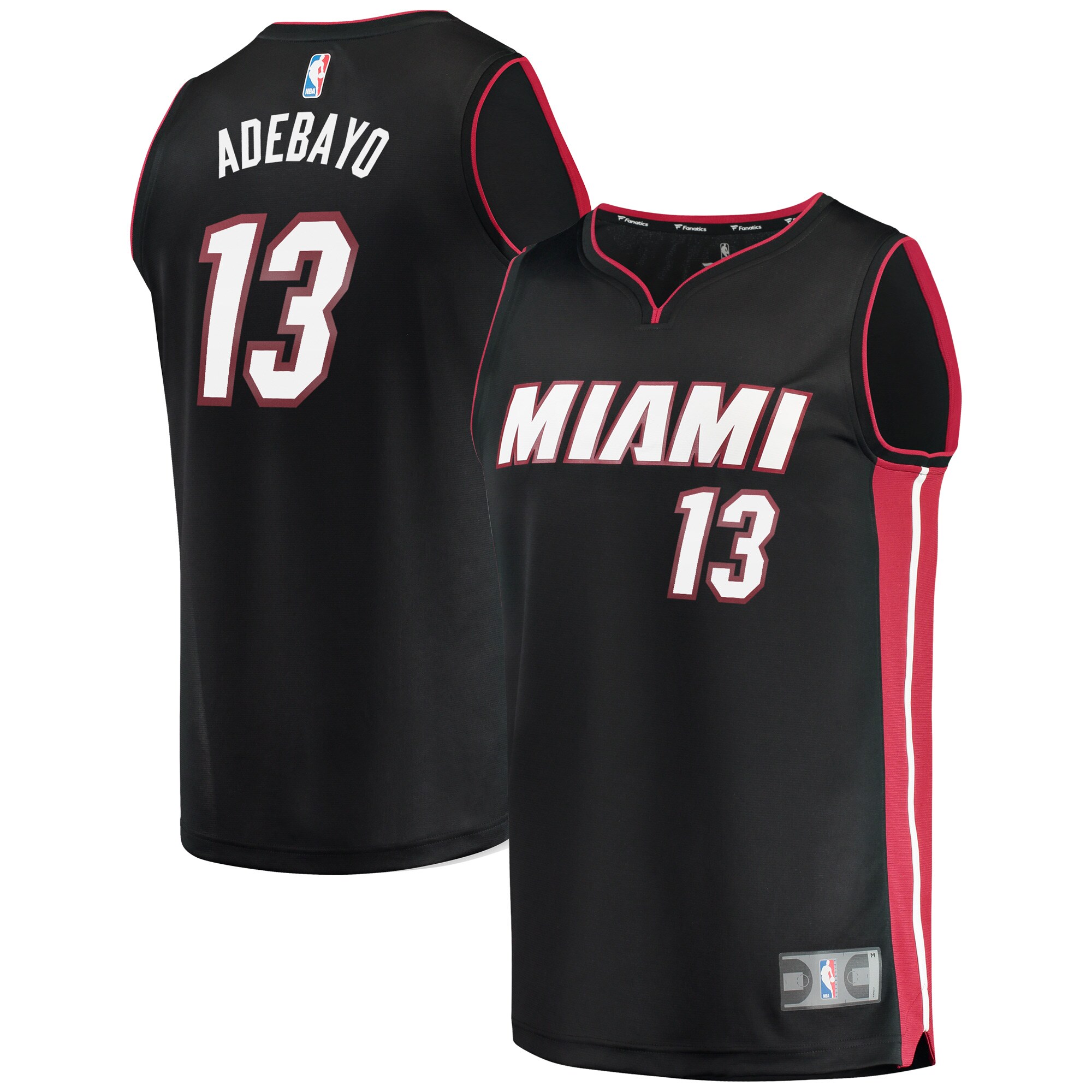 Alternative view of Bam Adebayo Miami Heat Fanatics Branded Fast Break Replica Player Basketball Jersey – Icon Edition – Black