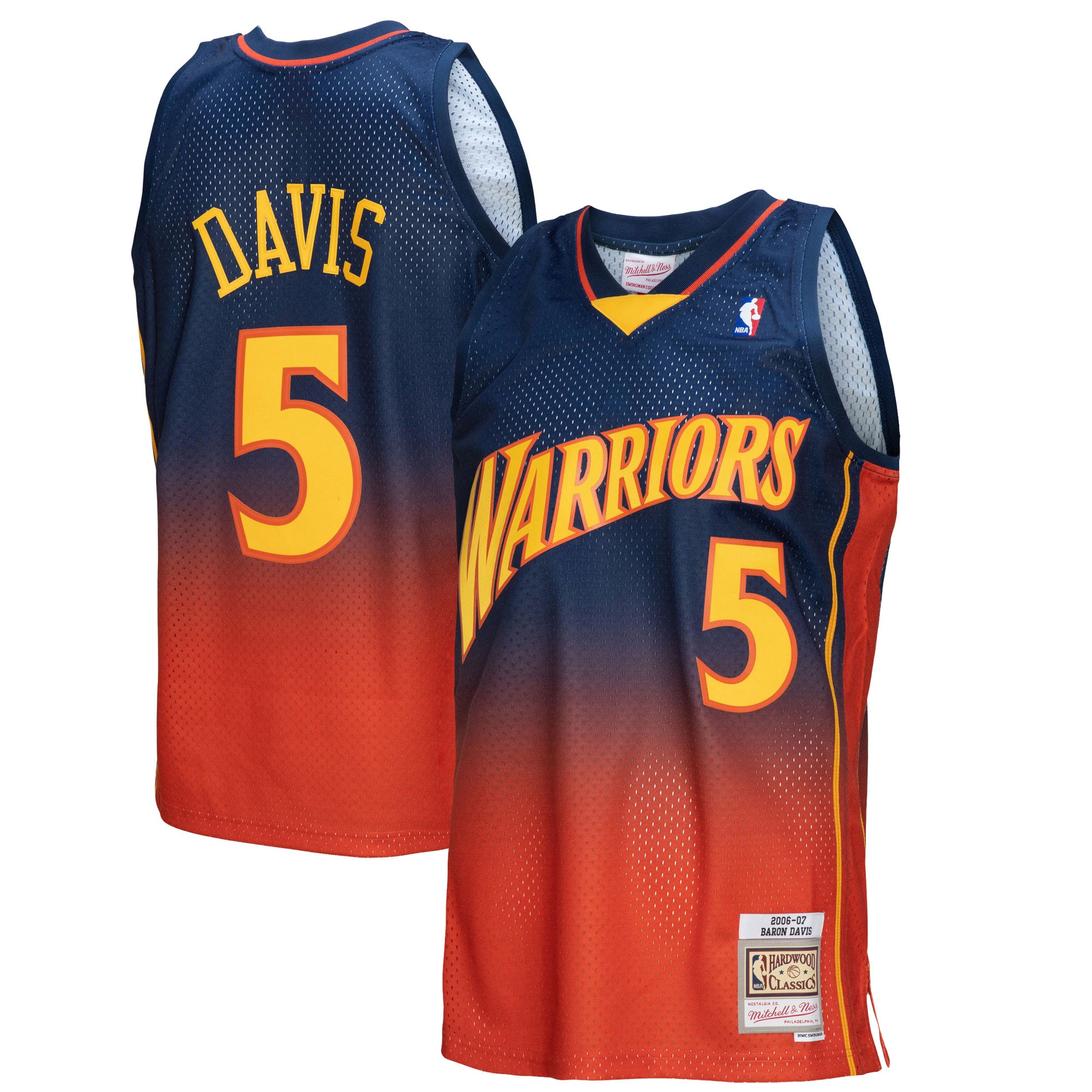 Baron Davis Golden State Warriors Mitchell & Ness 2006/07 Hardwood Classics Fadeaway Swingman Player Basketball Jersey - Navy/orange