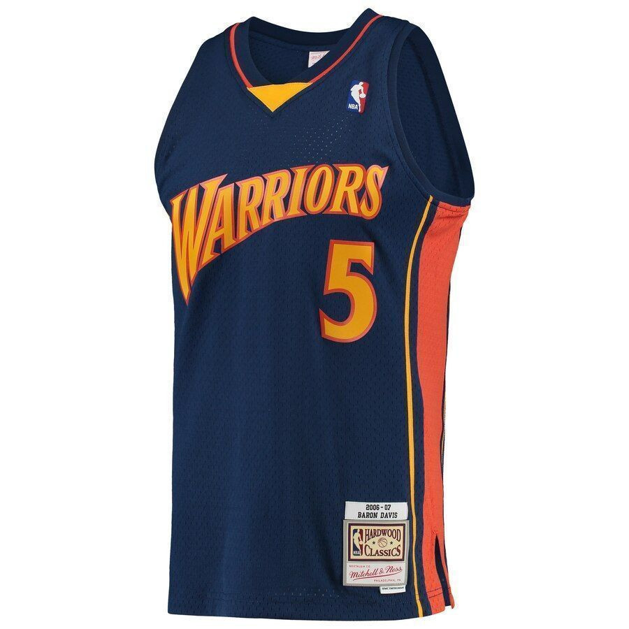 Alternative view of Baron Davis Golden State Warriors Mitchell & Ness 2006-07 Hardwood Classics Swingman Player Basketball Jersey - Navy - JS479 