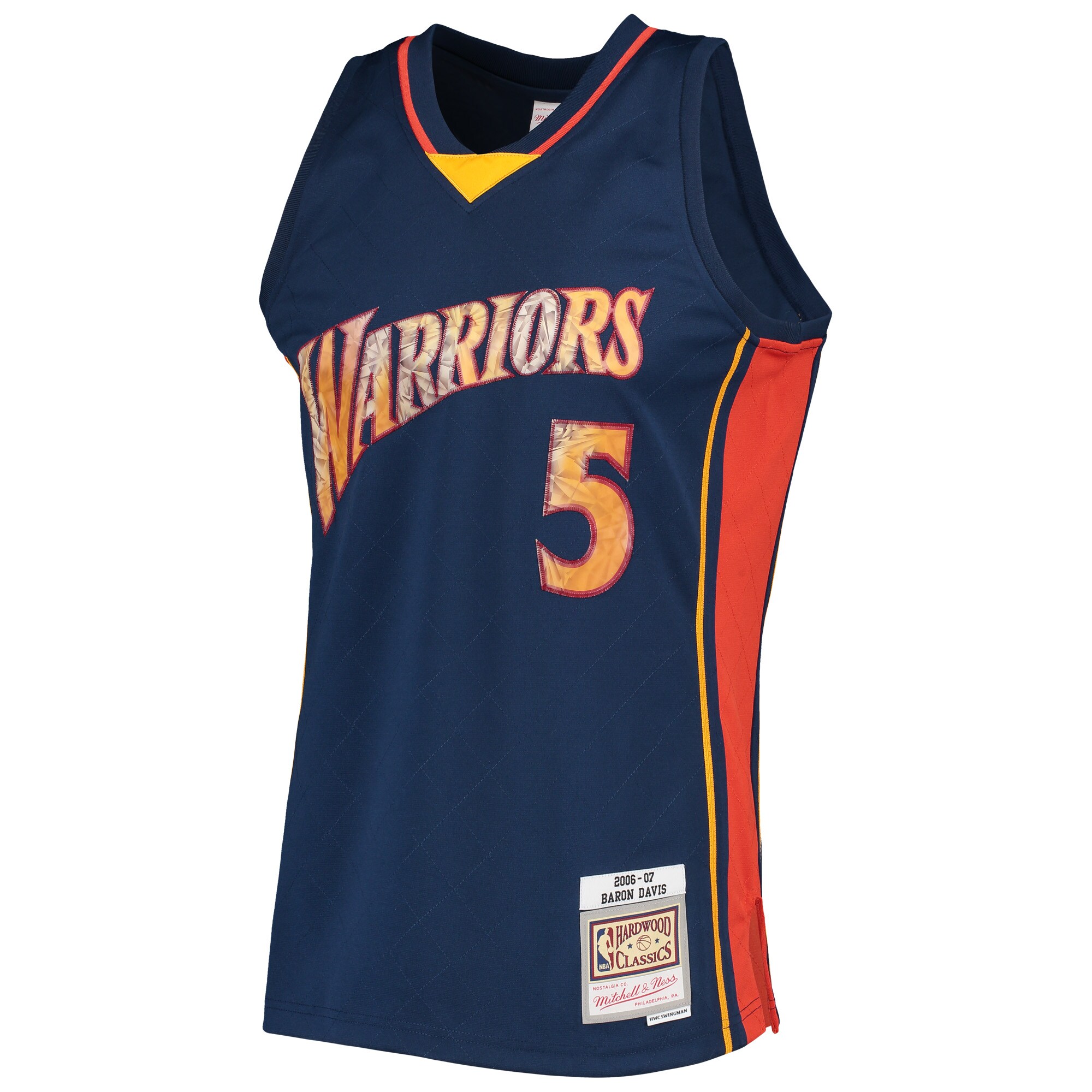 Alternative view of Baron Davis Golden State Warriors Mitchell & Ness 2006/07 Hardwood Classics Nba 75th Anniversary Diamond Swingman Basketball Jersey - Royal