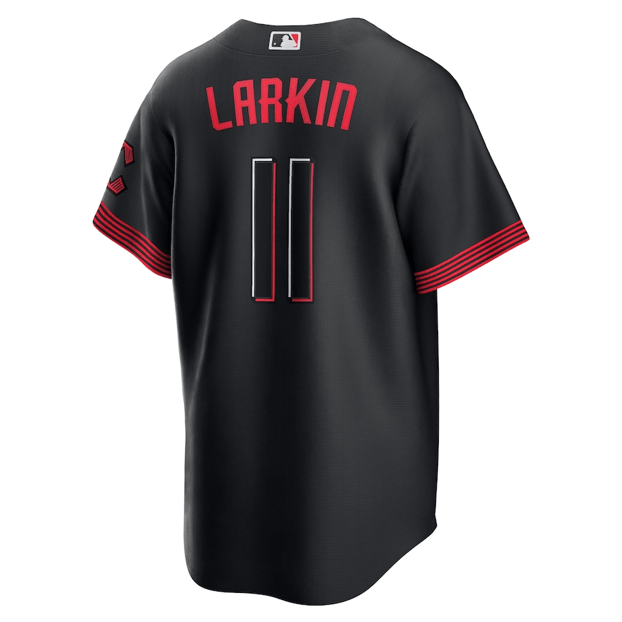 Alternative view of Barry Larkin 11 Cincinnati Reds 2023 City Connect Men Baseball Jersey - Black