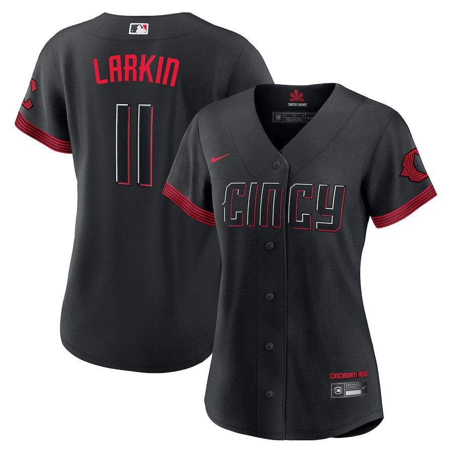 Barry Larkin 11 Cincinnati Reds Women 2023 City Connect Baseball Jersey - Black