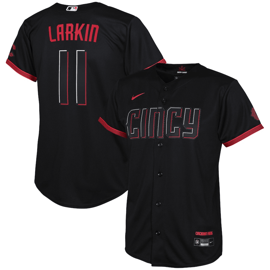 Barry Larkin 11 Cincinnati Reds Youth 2023 City Connect Baseball Jersey - Black