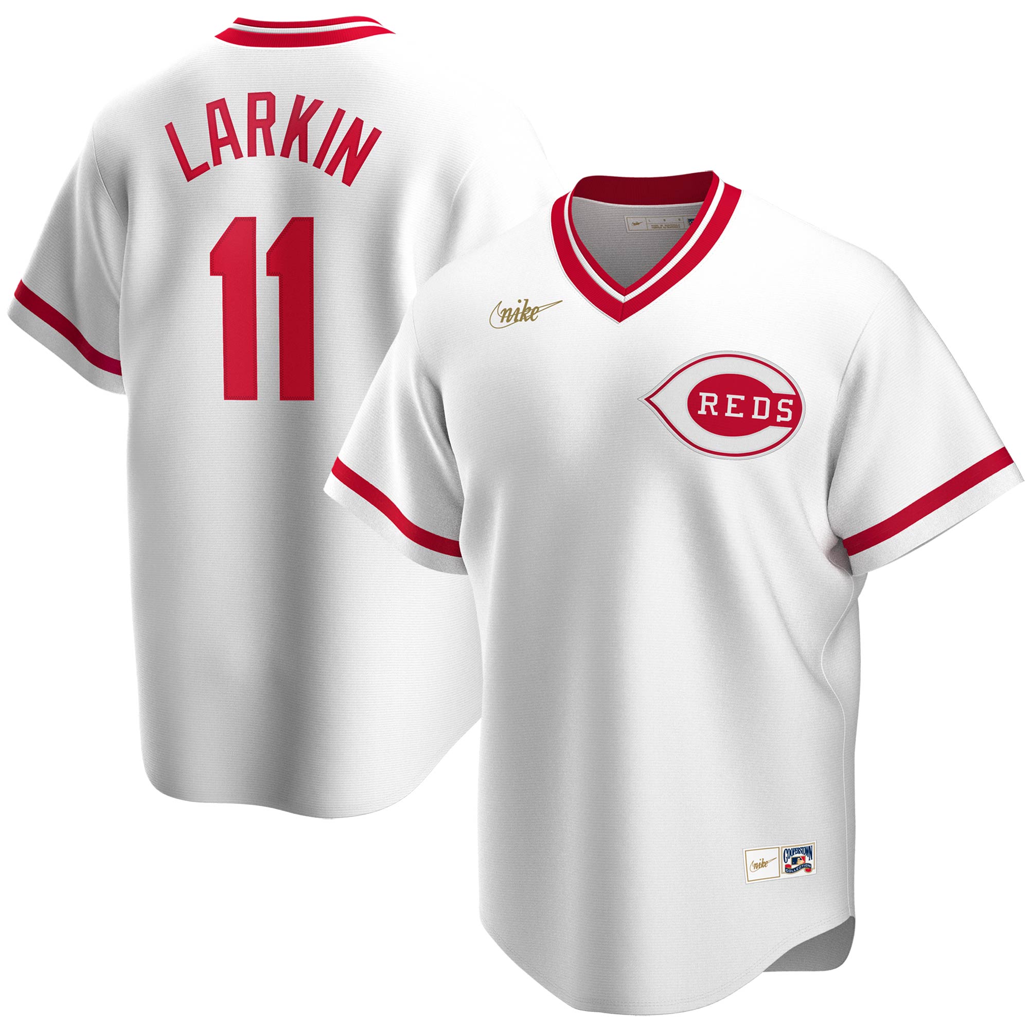 Barry Larkin Cincinnati Reds Home Cooperstown Collection Player Baseball Jersey – White