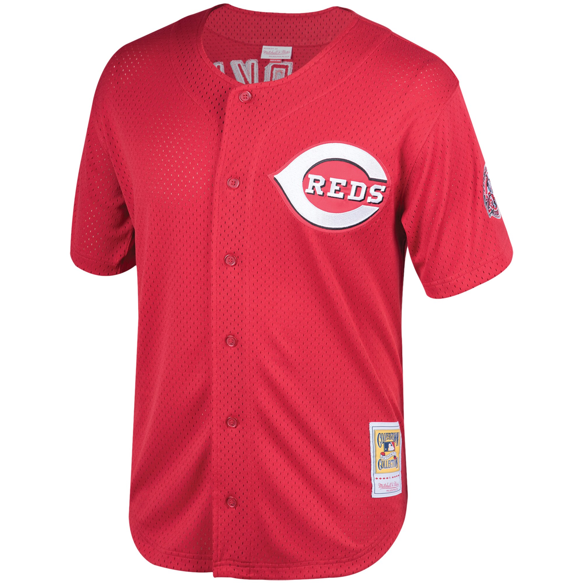 Alternative view of Barry Larkin Cincinnati Reds Mitchell & Ness Throwback Cooperstown Mesh Batting Practice Baseball Jersey - Red