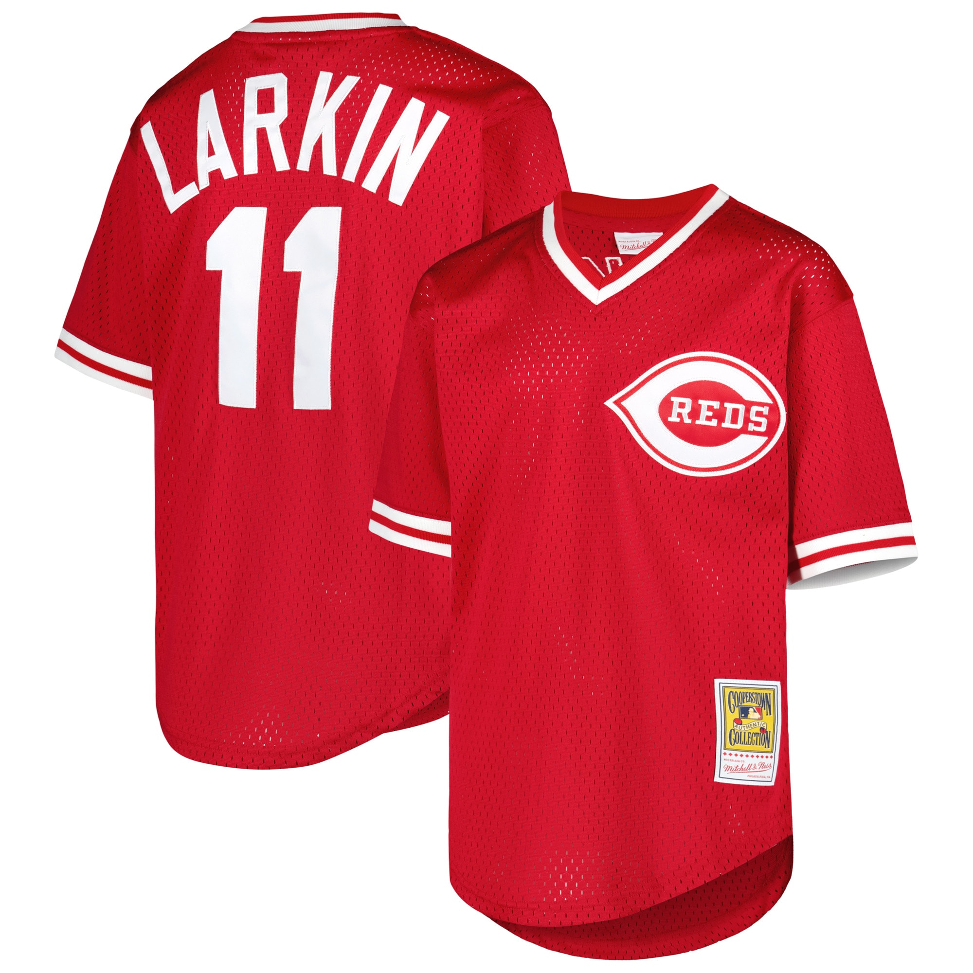 Barry Larkin Cincinnati Reds Mitchell & Ness Youth Cooperstown Collection Mesh Batting Practice Baseball Jersey - Red