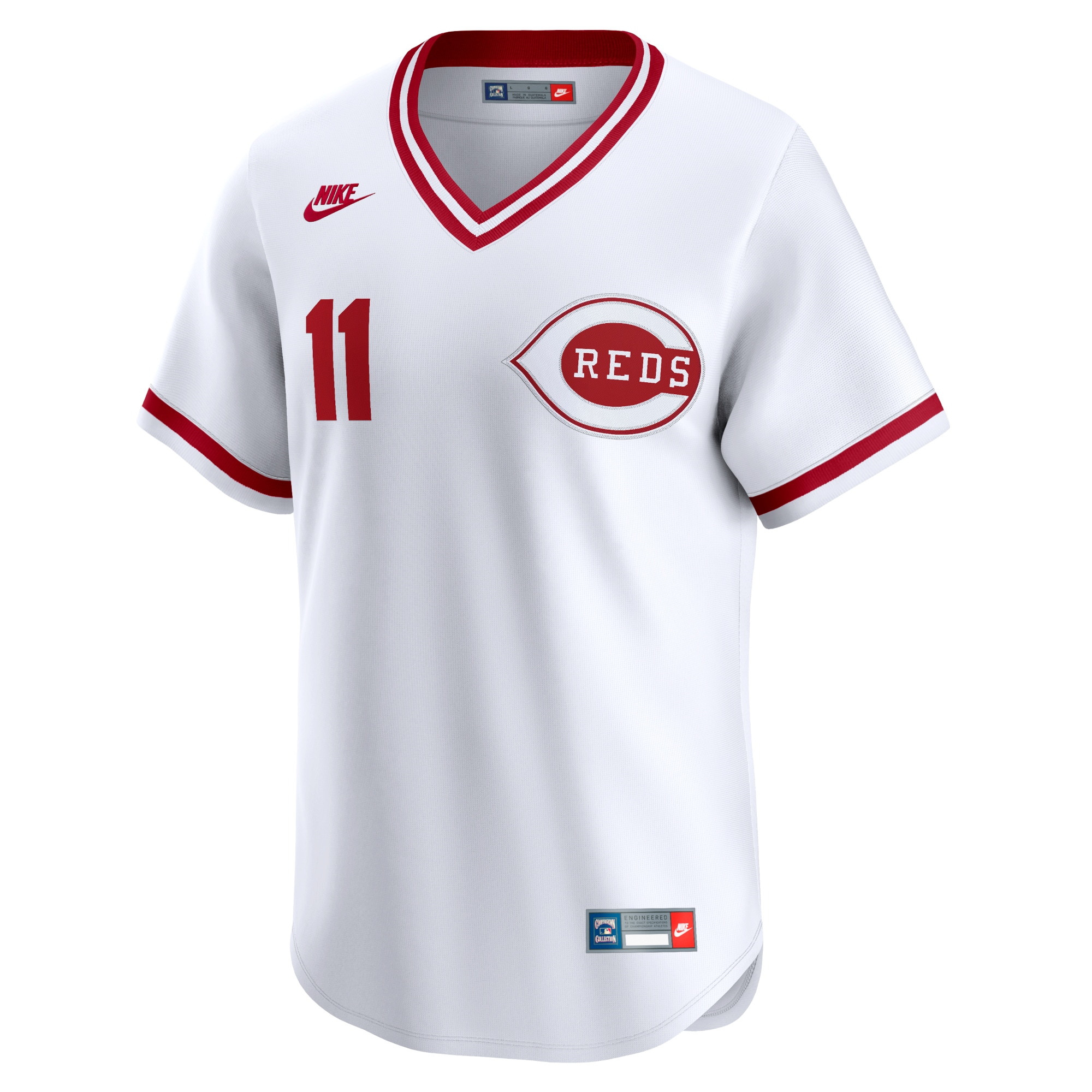 Alternative view of Barry Larkin Cincinnati Reds Throwback Cooperstown Limited Baseball Jersey - White