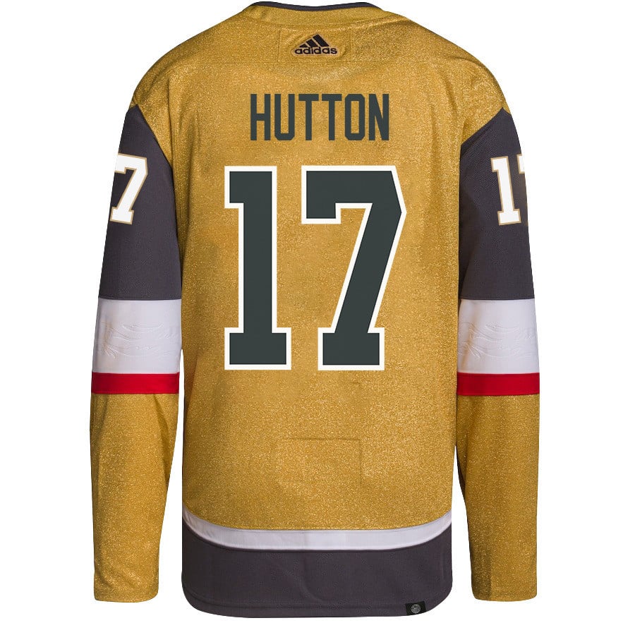 Alternative view of Ben Hutton 17 Vegas Golden Knights Stanley Cup 2023 Final Patch Home Breakaway Men Hockey Jersey - Gold - JS904 