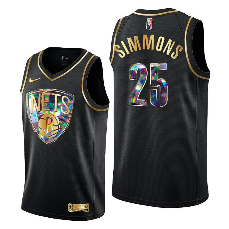 Ben Simmons 10 Brooklyn Nets Diamond Logo Black Jersey - Men Jersey - JS973 