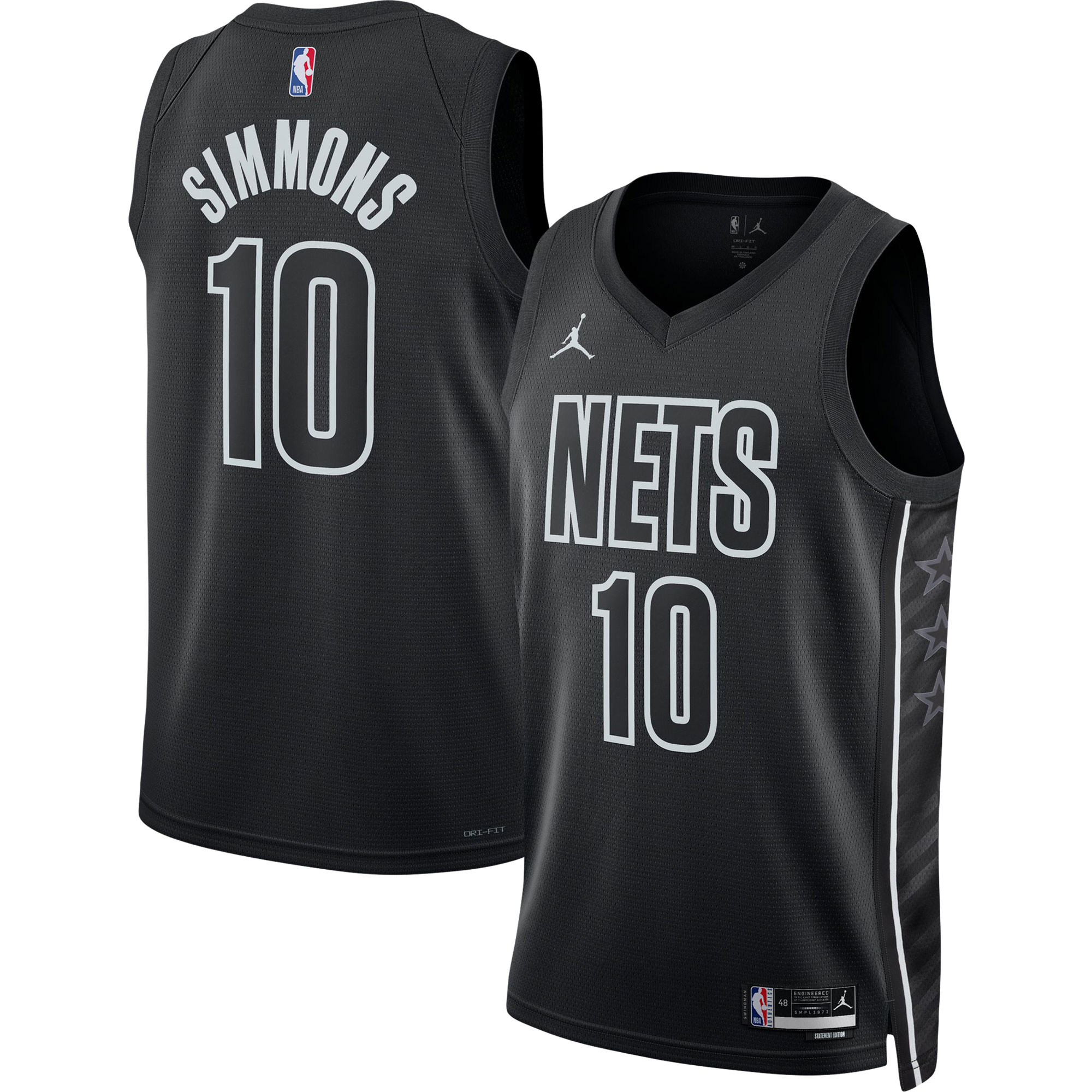 Alternative view of Ben Simmons 2022/23 Brooklyn Nets Jordan Brand Unisex Swingman Jersey - Statement Edition - Black