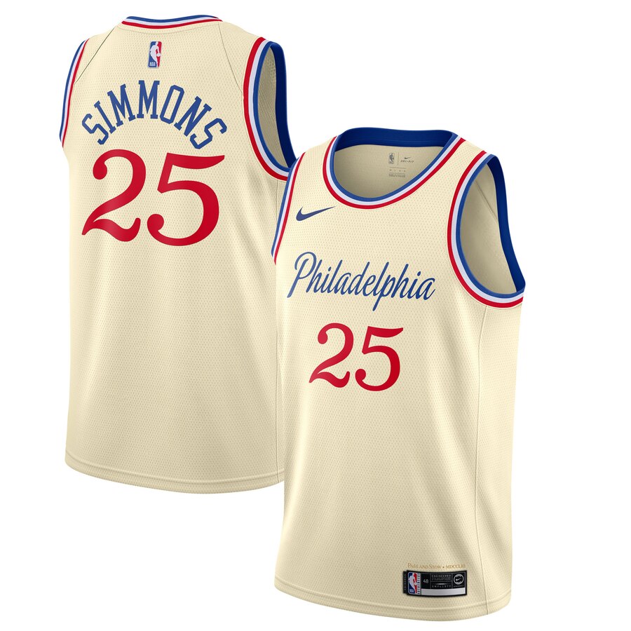 Ben Simmons Philadelphia 76ers 2019/20 Finished Swingman Basketball Jersey Cream - City Edition
