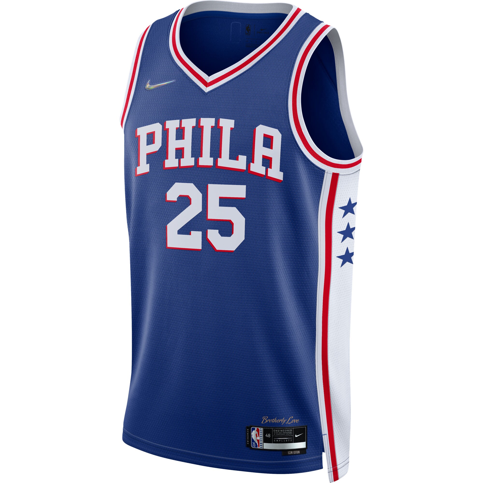 Alternative view of Ben Simmons Philadelphia 76ers 2021/22 Diamond Swingman Basketball Jersey – Icon Edition – Royal